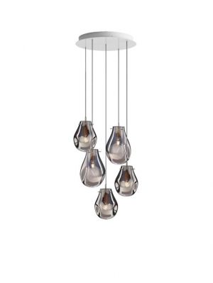 Bomma Soap chandelier with 5 lamps silver
