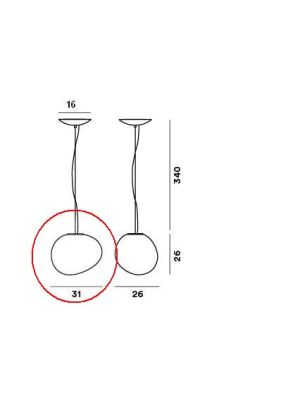 Foscarini Gregg Sospensione Media Ersatzglas E-27 / Foscarini Gregg Sospensione Media Replacement Glass E-27