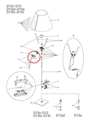 Luceplan Costanza Ersatz Halbring mit Bohrloch / Luceplan Costanza half ring with hole