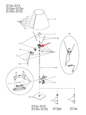 Luceplan Costanza Ersatz Halbring ohne Bohrloch alte Version / Luceplan Costanza half ring without hole old Version