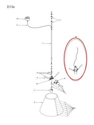 Luceplan Costanza Ersatz Lampenfassung E27 mit Kabel 3,2m / Luceplan Costanza Replacement lampholder E27 with 3.2m wire