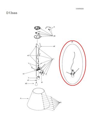 Luceplan Costanza Ersatz Lampenfassung E27 mit Kabel 3m / Luceplan Costanza Replacement lampholder E27 with 3m wire